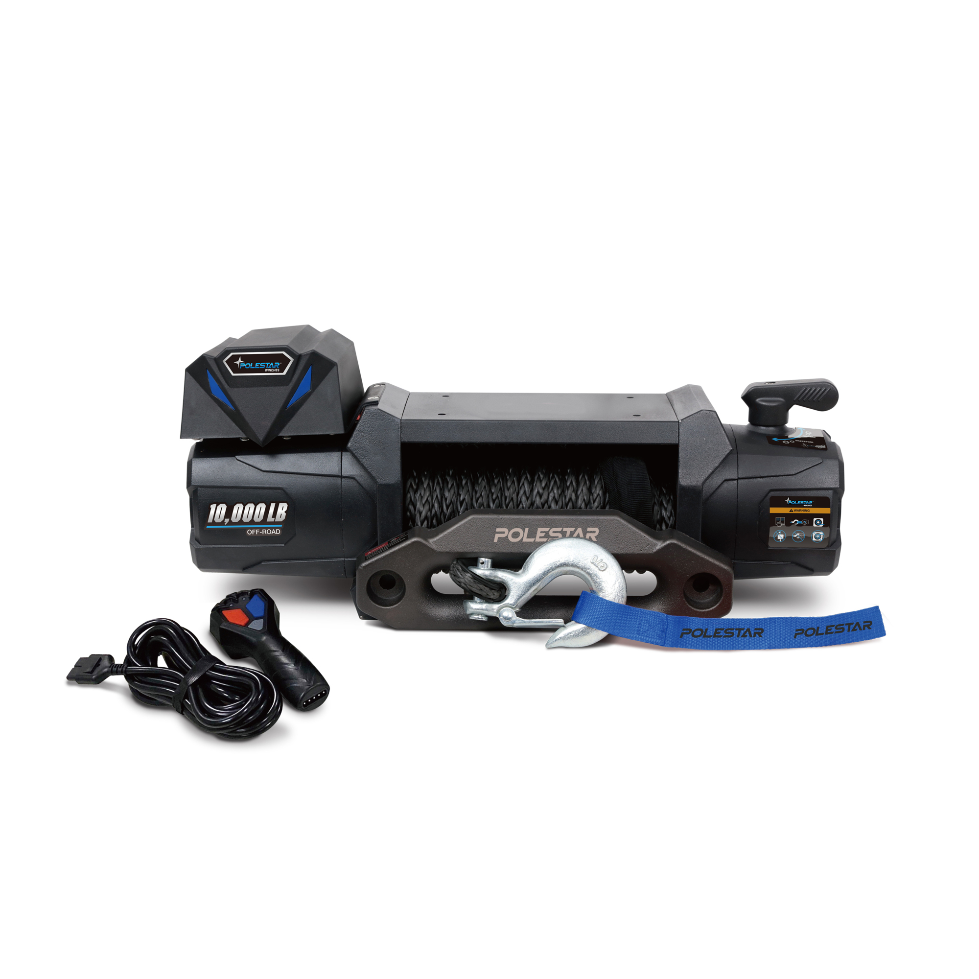 PoleStar Electric Winch — 10000-Lb. Capacity, 12 Volts, 400 Max Amps, 12ft. Wired Remote